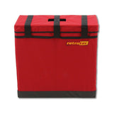 Vent Cap SystemsRetrotec, Ltd.Retrotec Blower Door Fan CaseImage displays Retrotec's custom-designed, hard-sided Blower Door Fan Case, suitable for Models 1000 to 6000. Features Velcro straps for secure storage and portability, doubling as handles. Also serves as a sturdy table for laptops and gauges. Dimensions: 14” x 26” x 25“.